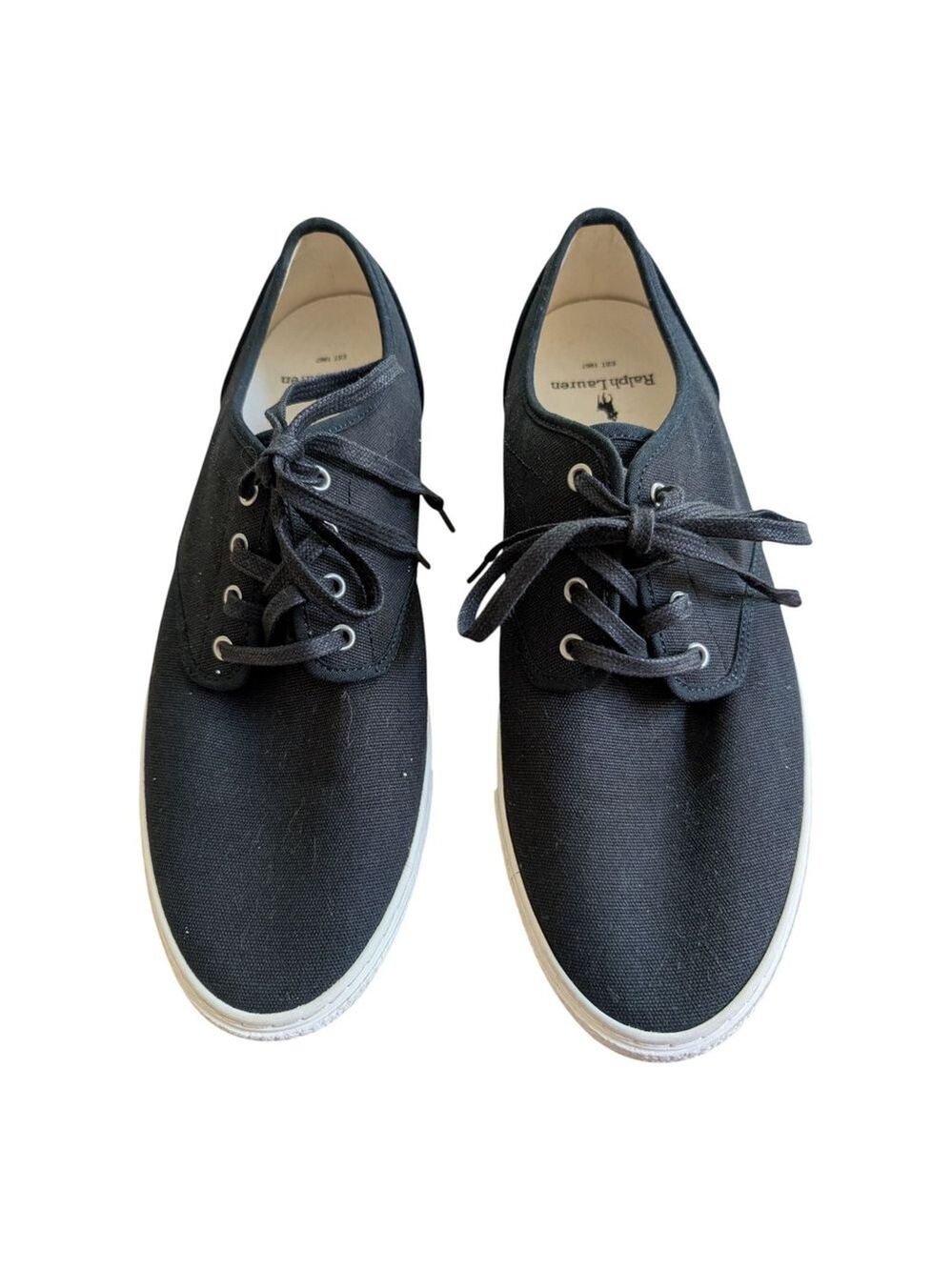 Polo Ralph Lauren Ethan Black Sneaker Mens 10.5 Flesh Pony Logo Classic Casual - Picture 3 of 8
